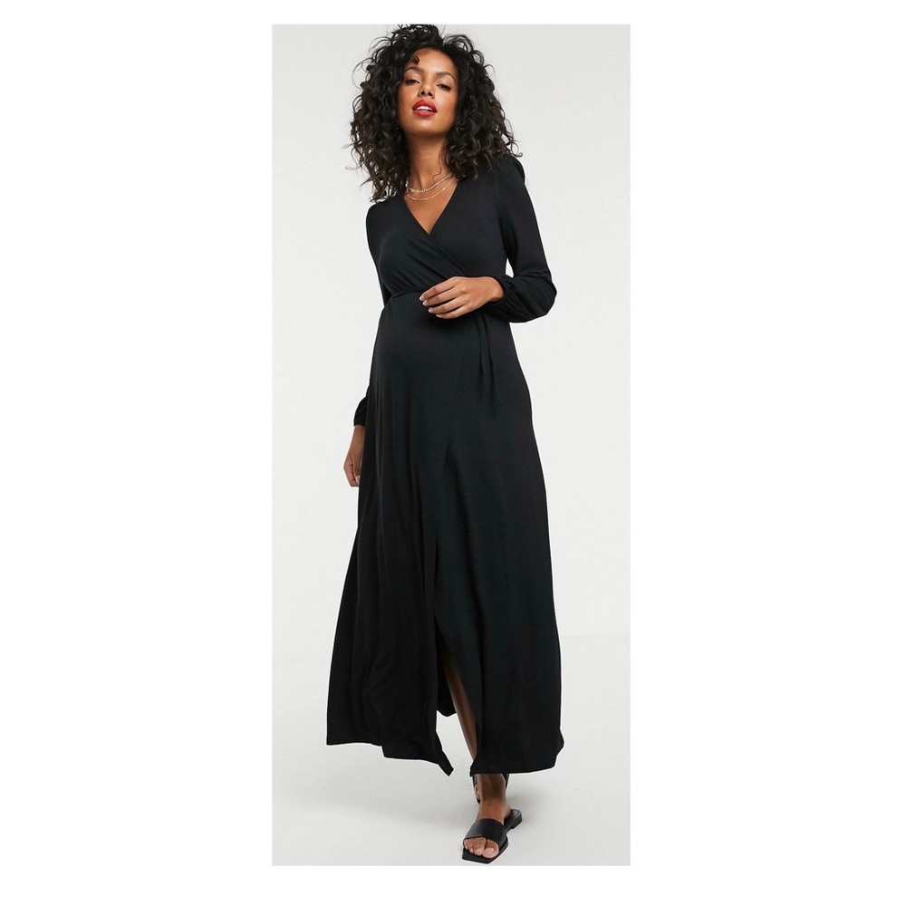 ASOS Black Maternity Wrap Maxi Dress